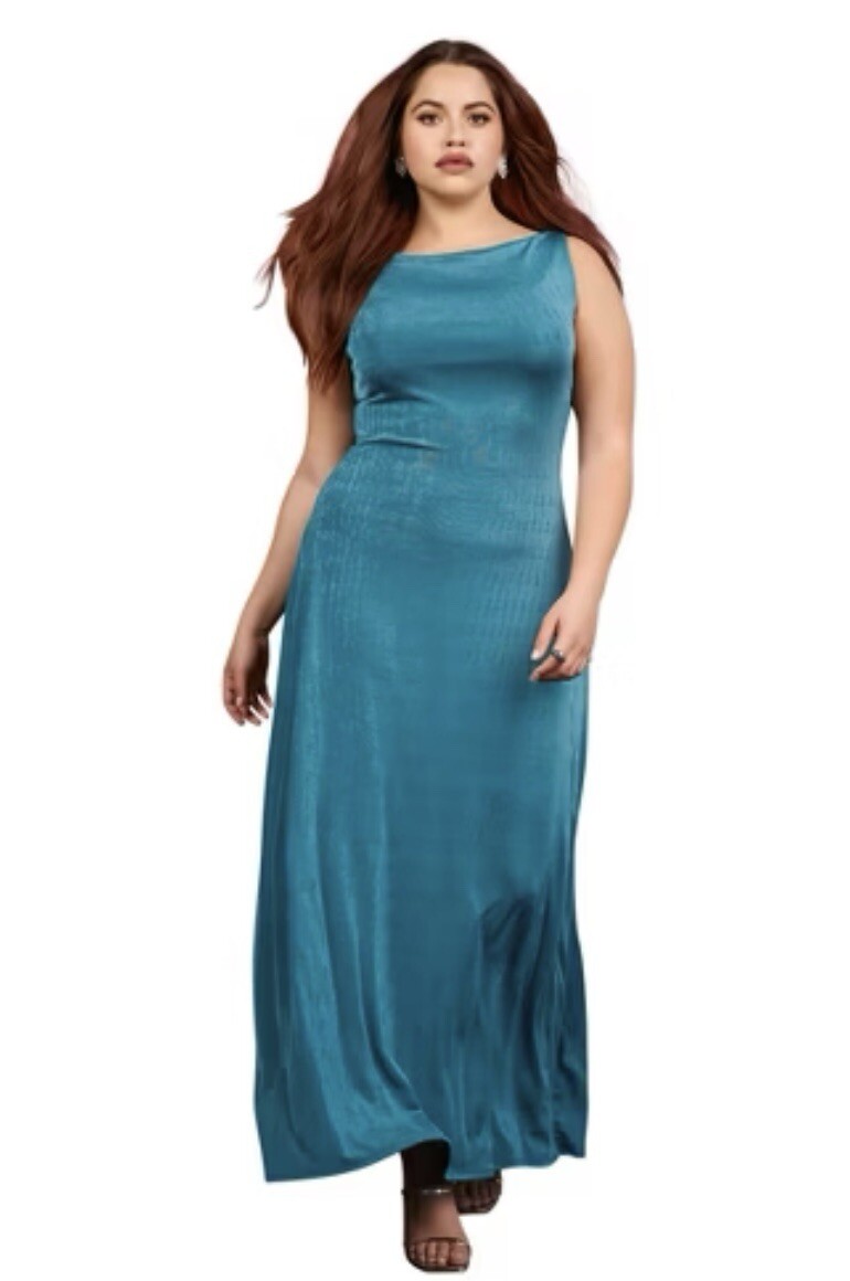 NWT Rebdolls Lainey Slink Cap Sleeve Maxi A Line Gown Dress Size M 6/8 Green