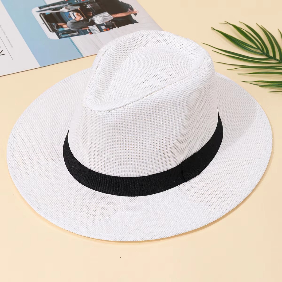 New Mens Ladies Panama Style Sun Hat Crushable Wide Brim Fedora Straw Summer UK