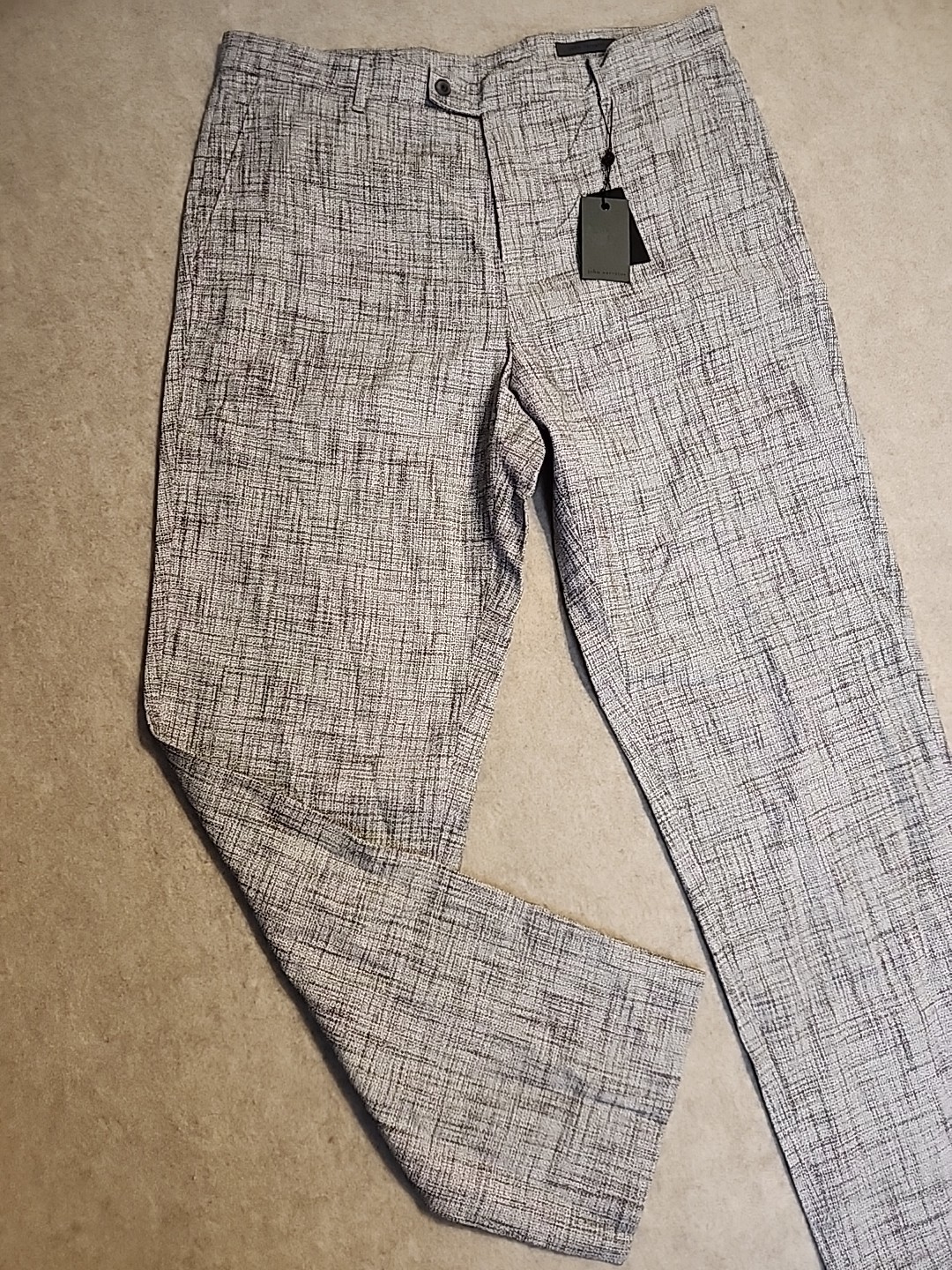 NWT $598 John Varvatos Mercer Pants In hazelnut linen viscose blend sz 54 US 36