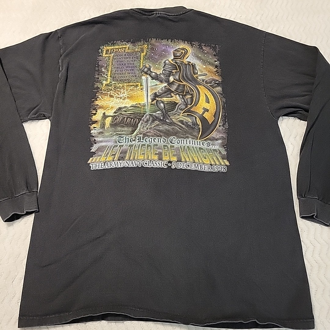 Vintage 1998 Army vs Navy T-Shirt Men’s XL Black Long Sleeve Tee Beat Navy