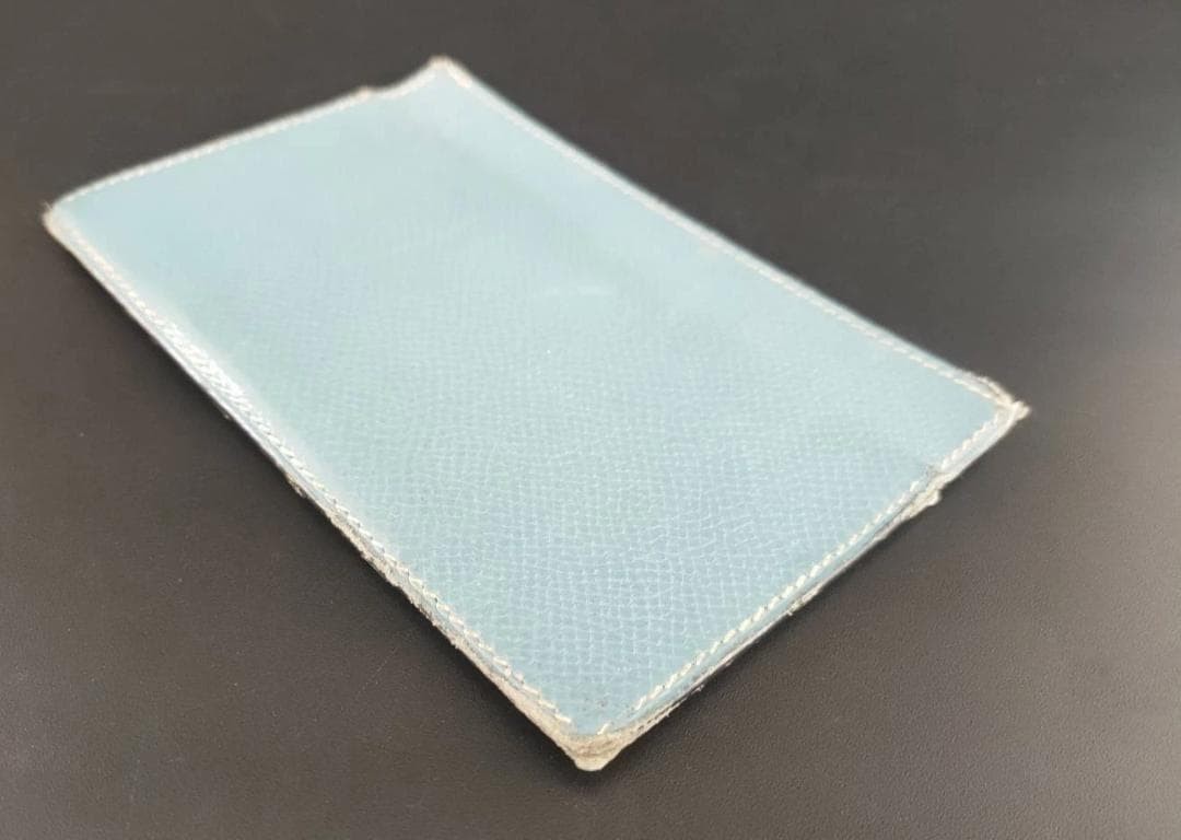 Hermes Leather Card Case Blue Jean 12.8×8.3cm