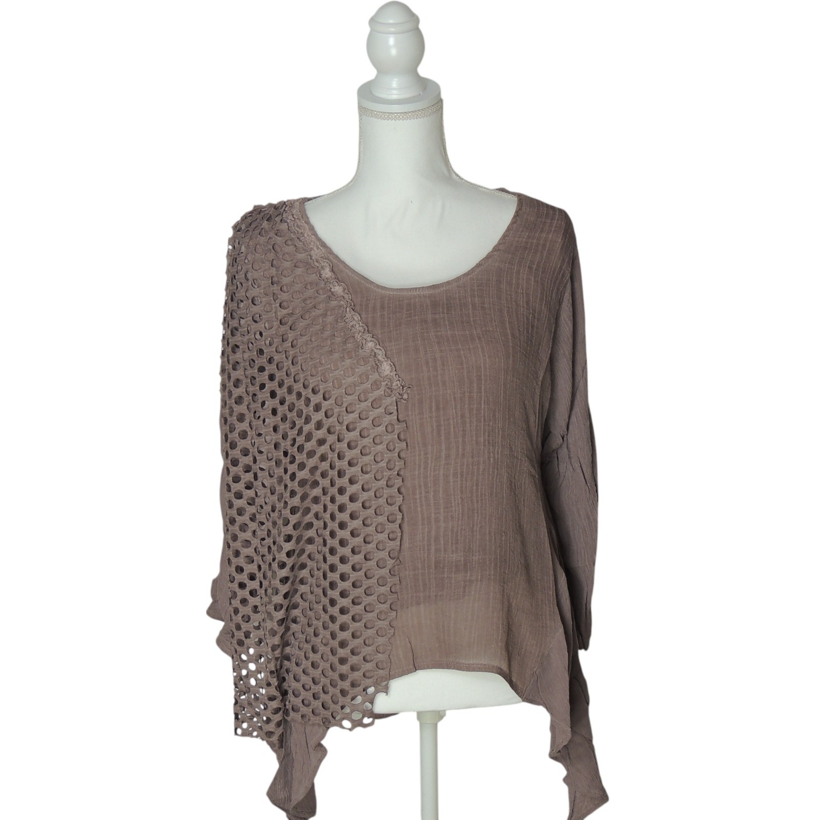 Pretty Angel Fairy Whimsical BOHO Lined Blouse Mauve Top X-Large