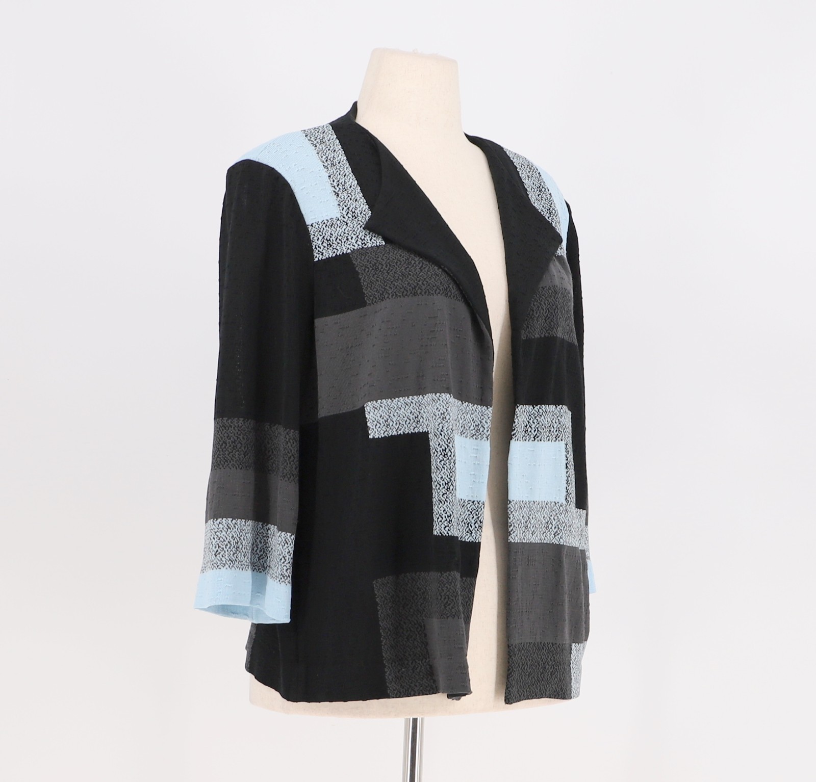 MING WANG Geometric Open Front Knit Cardigan Jacket Size L
