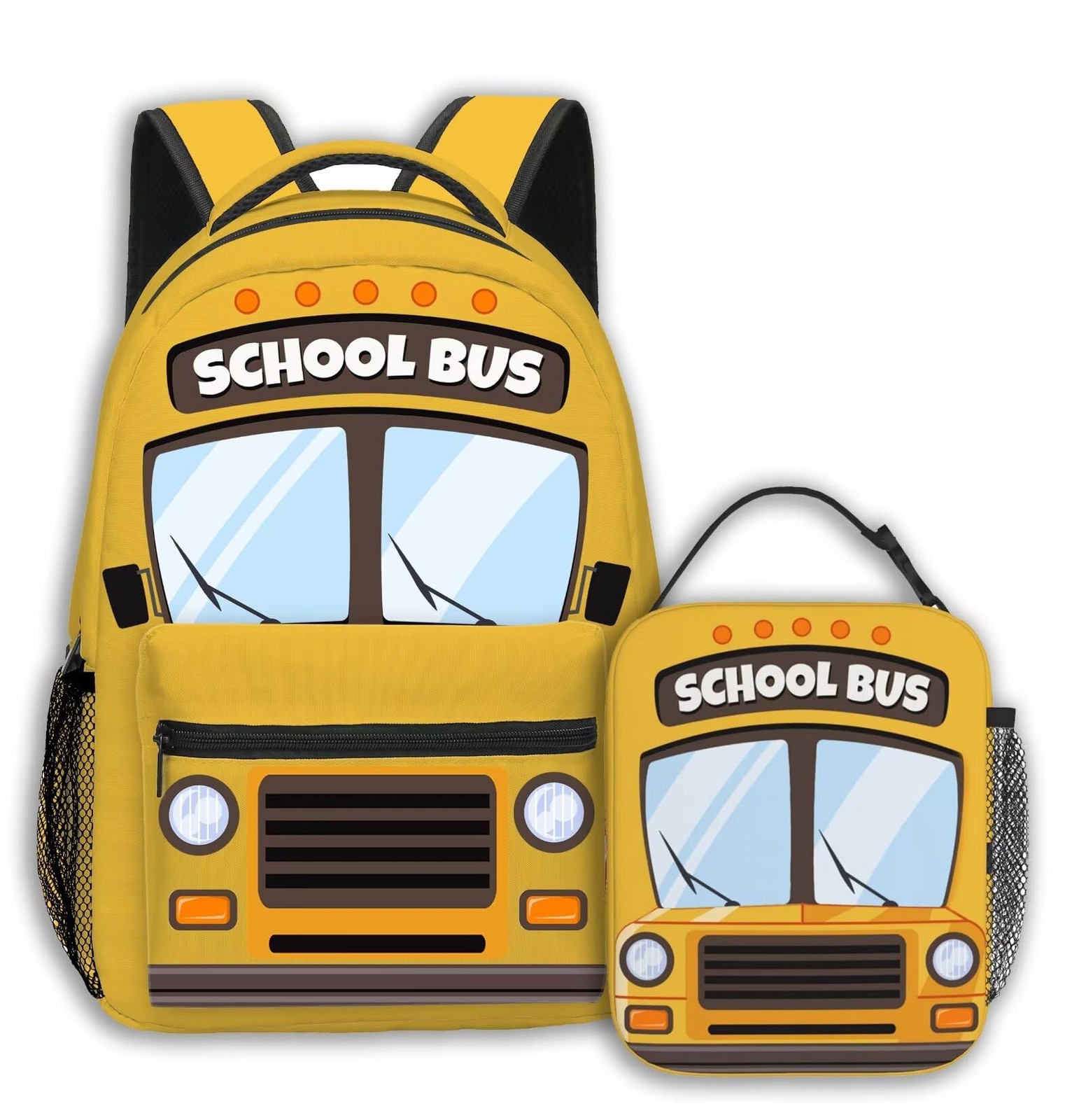 School Bus Backpack Large Capacity 11.4×7.8×15.7in with Lunch Bag Set – Perfect