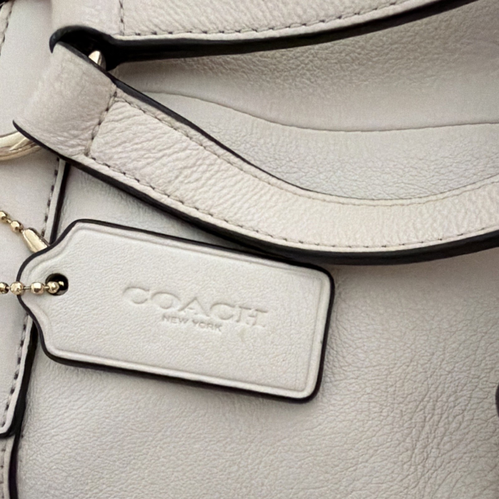Coach Ivory Backpack Turn Lock Drawstring Logo Gold Hardware Bag Charm Designer