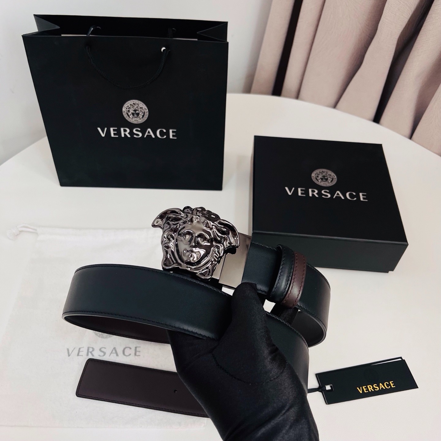 Authentic Versace La Medusa Men’s Leather Belt