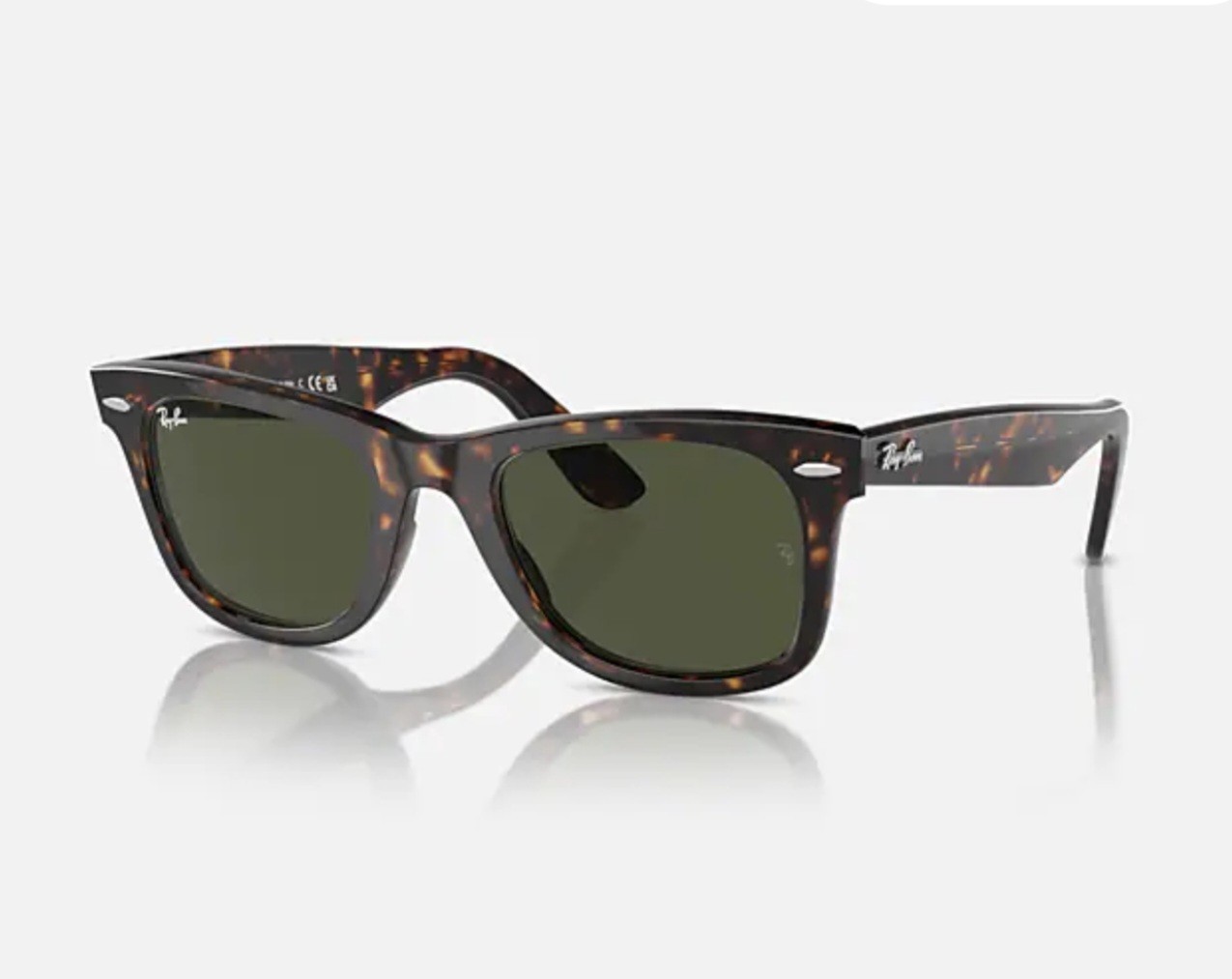 Ray-Ban RB2140 902 50-22 Wayfarer Green Lenses Unisex Sunglasses Tortoiseshell