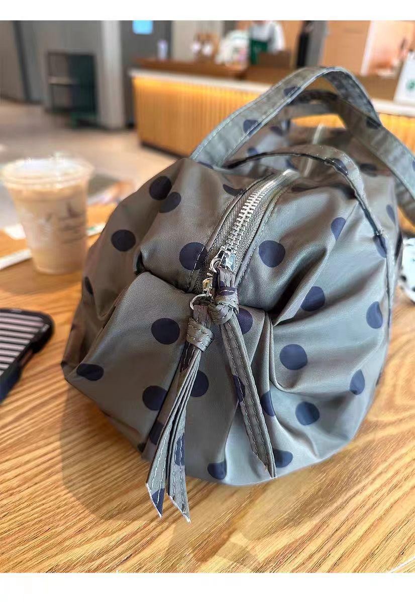 Korean Style Nylon Polka Dot Tote Bag Lightweight Women Casual Shoulder Handbag