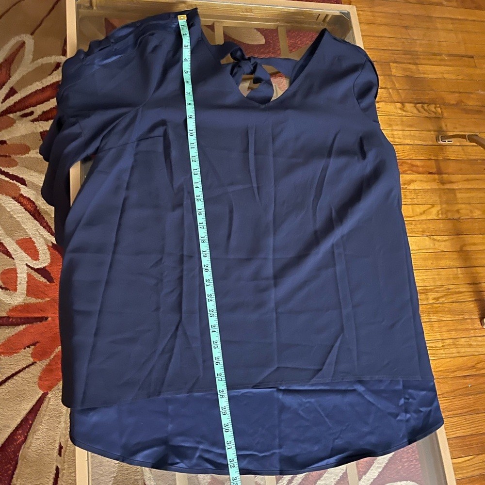Roaman’s Navy Blue Bell Sleeve Blouse Tie Back Tunic Plus Size 18/20 NWT