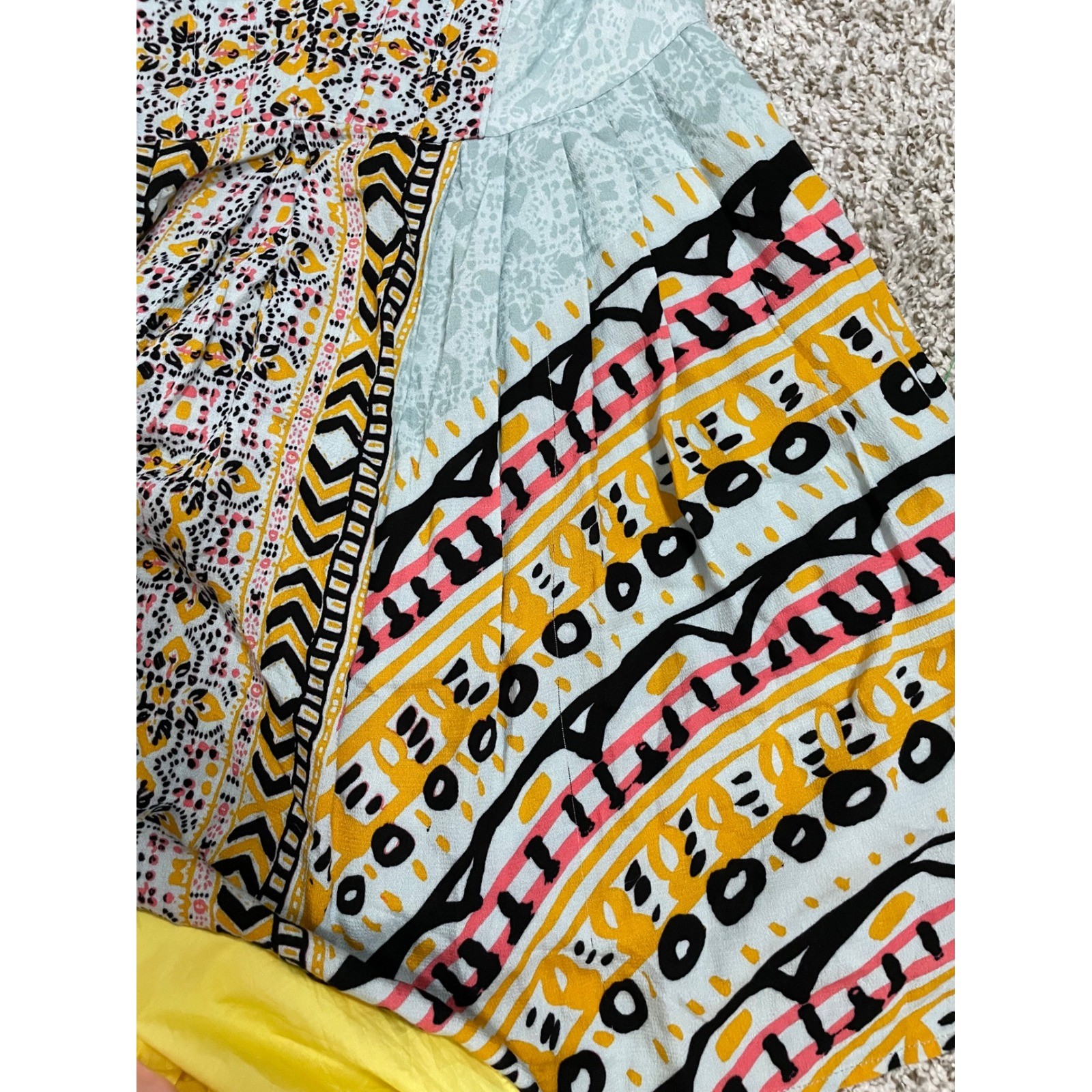 Free People Tegan Border Print Long Sleeve Mini Dress Size 2 Bohemian