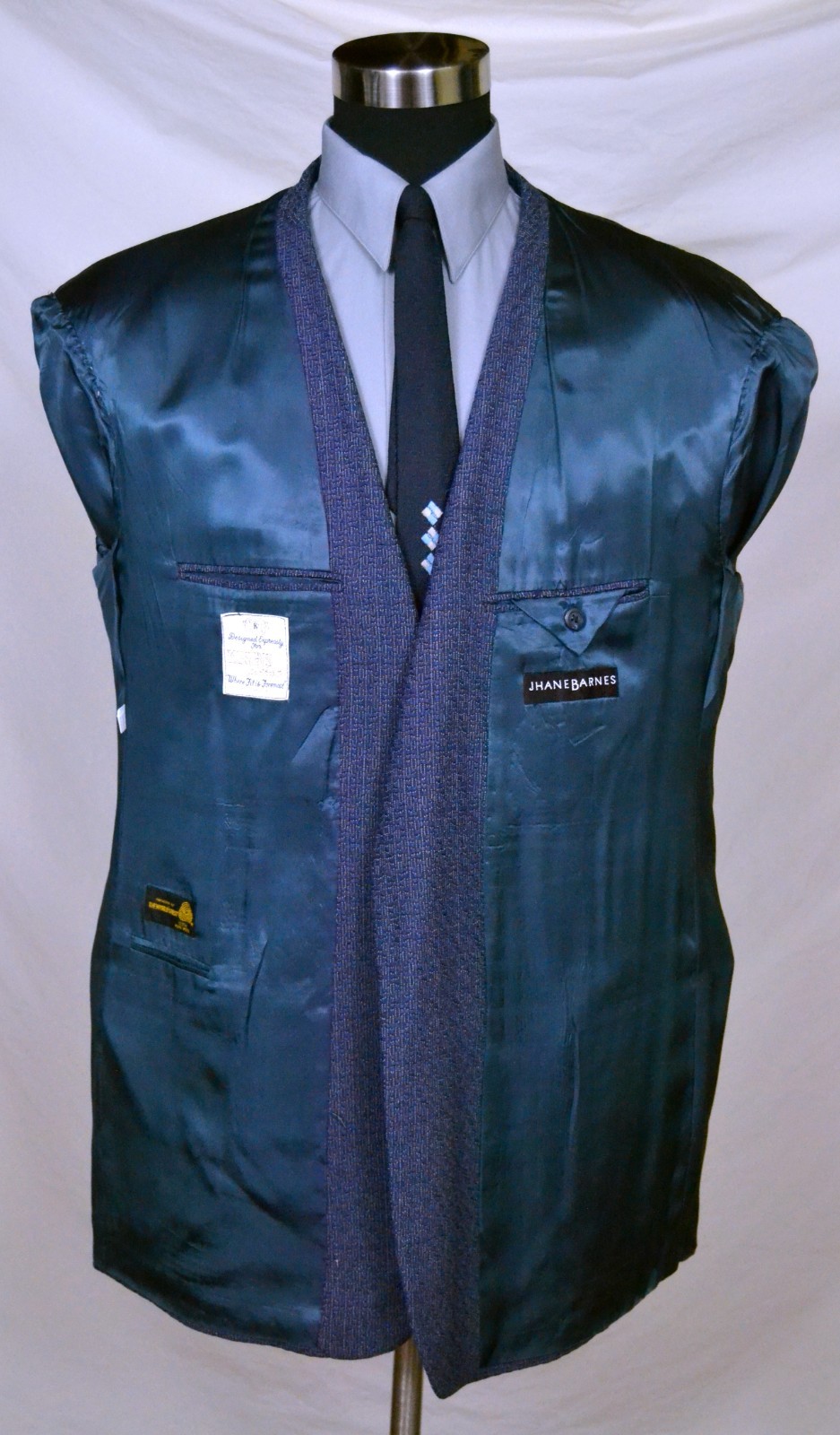 Vintage Royal Blue Wave Jacket with Big Shoulder Pads (Size 48R) By Jhane Barnes