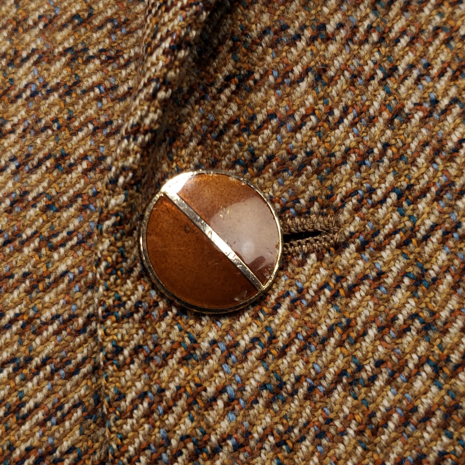 Mancillas Vintage Tweed Blazer Mens Size 44L Slim Houndstooth Wool Two Button
