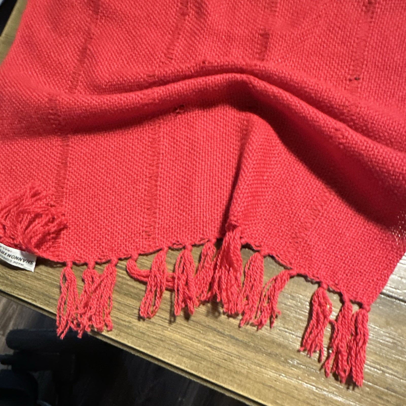The Crock of Gold Red Cashmere Woven Fringe Solid Women’s Rectangle Scarf