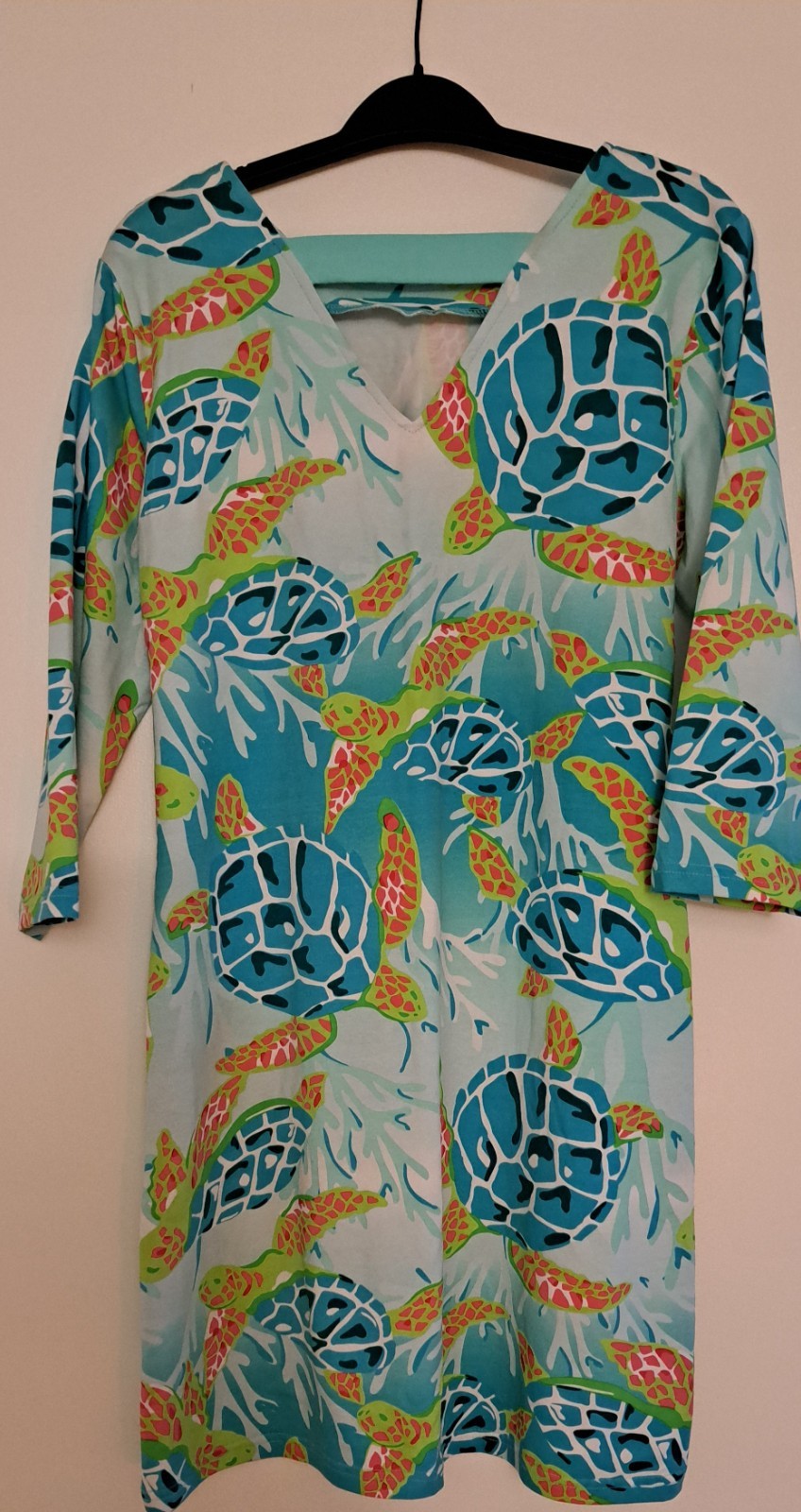 Ana Clare Summer Turtle Print Sleeveless Shift Dress Size M NWT