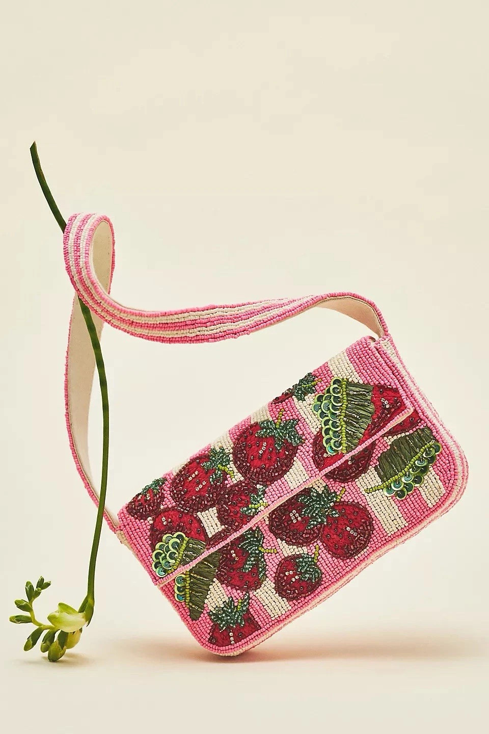 Anthropologie The Fiona Beaded Bag Food & Drink Edition Strawberry Craze NWT