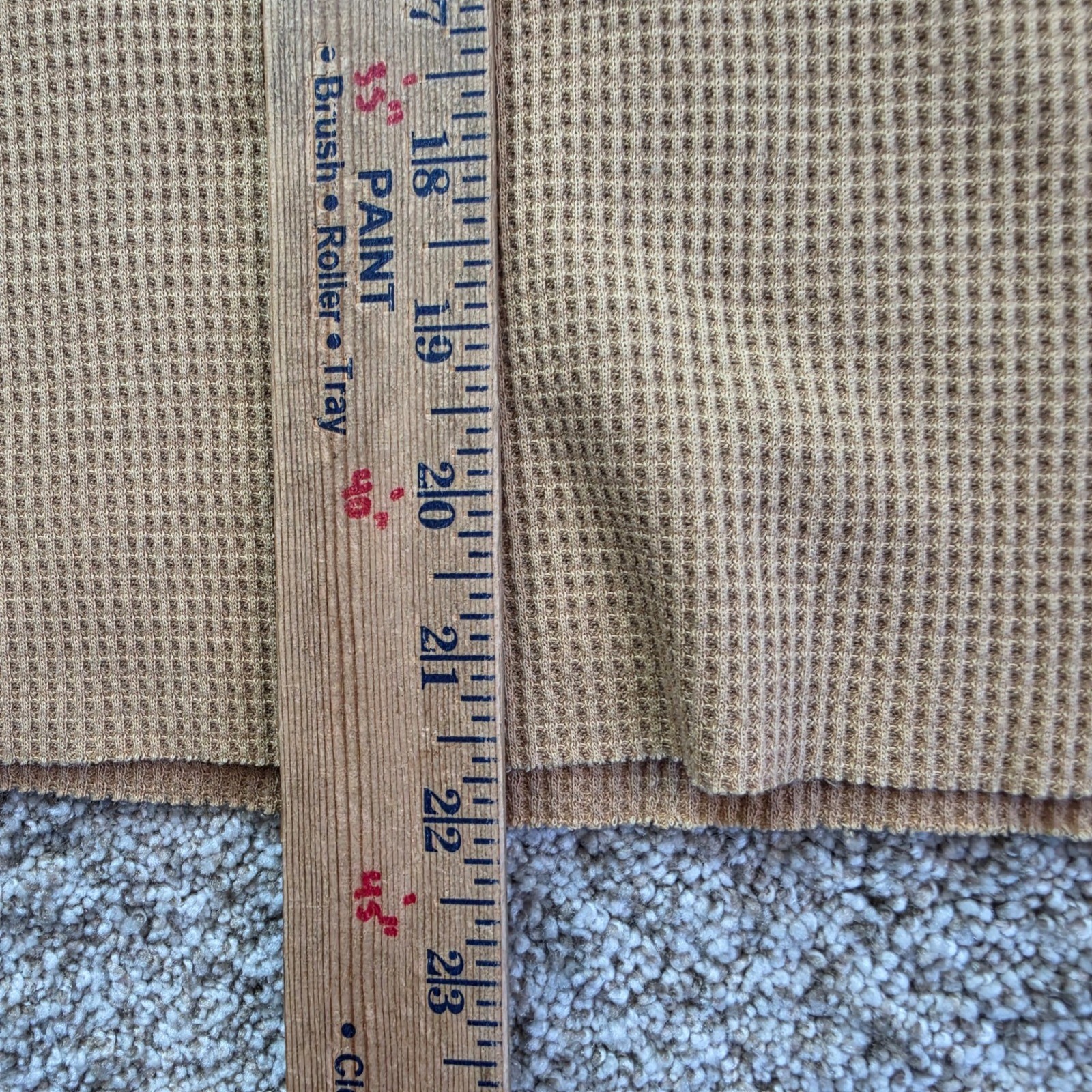 VINTAGE American Eagle Waffle Knit Thermal Top Womens S Tan Forest Ringer Y2K
