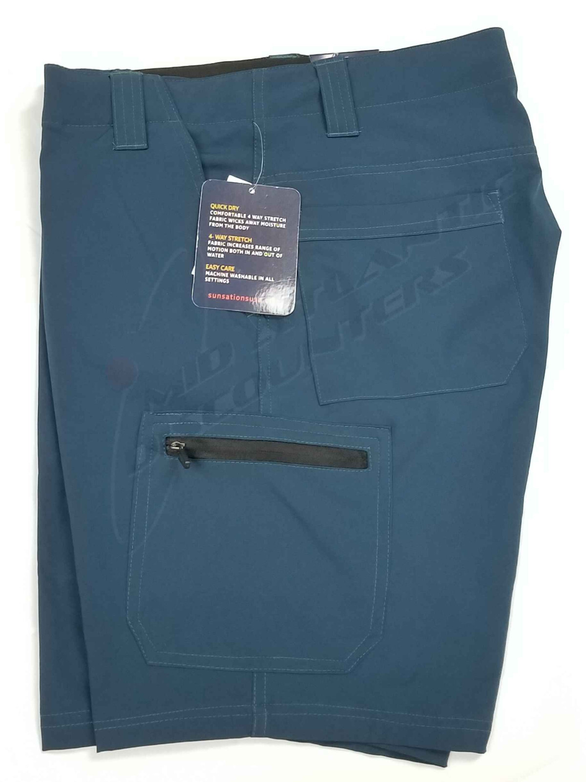Sunsations Multi-Functional Cargo Hybrid Stretch Shorts Swim Trunks Navy Blue 32