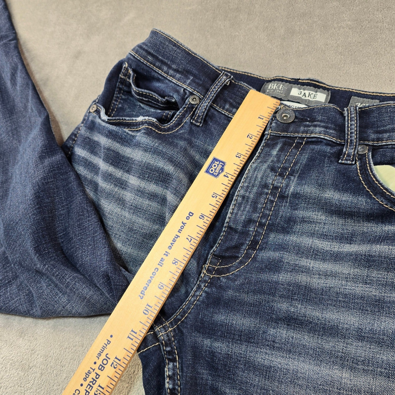 BKE Buckle Jake Straight Leg Jeans Mens 36 Dark Wash Stretch Denim Western Blue
