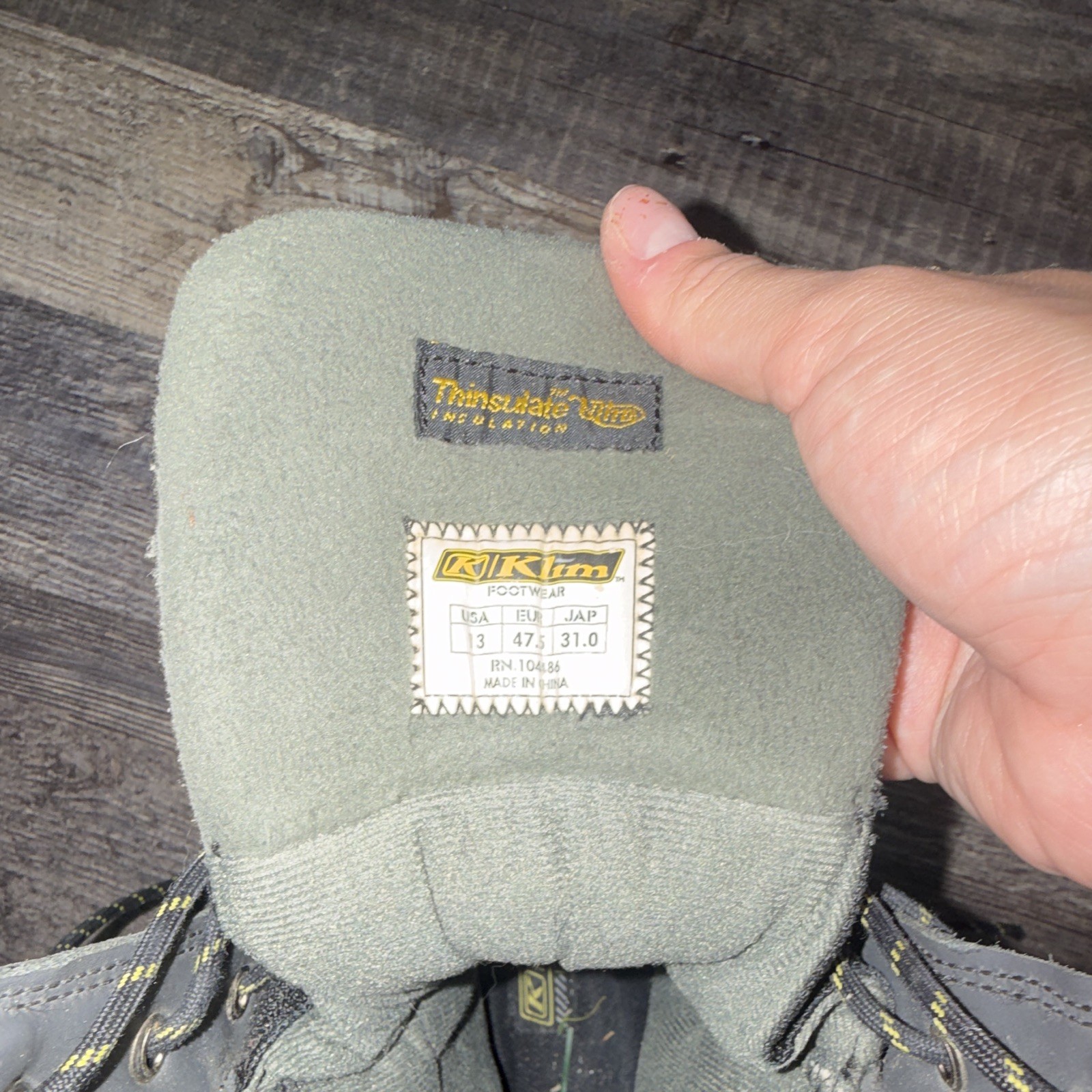 Klim Men’s Gray/Black/Yellow Leather Insulated Lace-Up Work Boots US 13