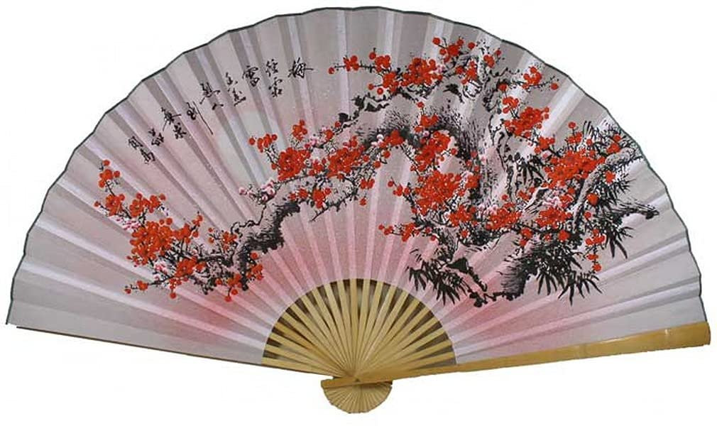 35″ Oriental Feng Shui Wall Fan-Pink Plum Blossom