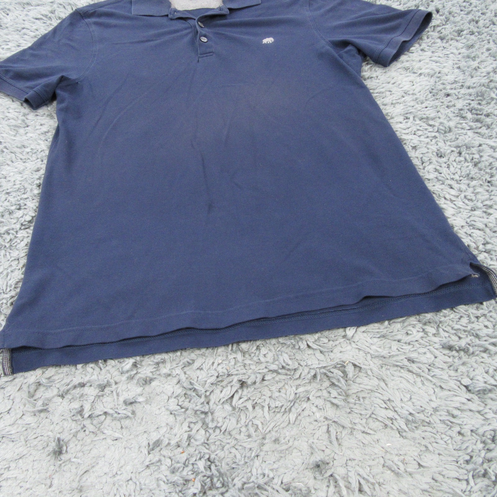 Banana Republic Shirt Mens Medium Dark Blue Stretch Polo Elephant Logo *Flaws