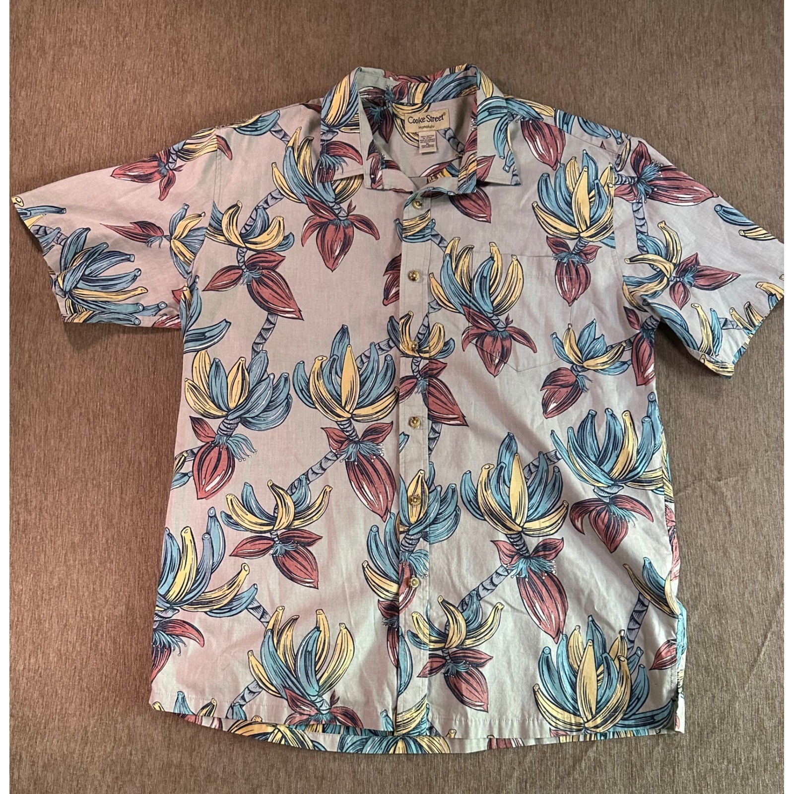 Cooke Street Honolulu Mens XL Cotton Tropical Banana Print Button Down Shirt