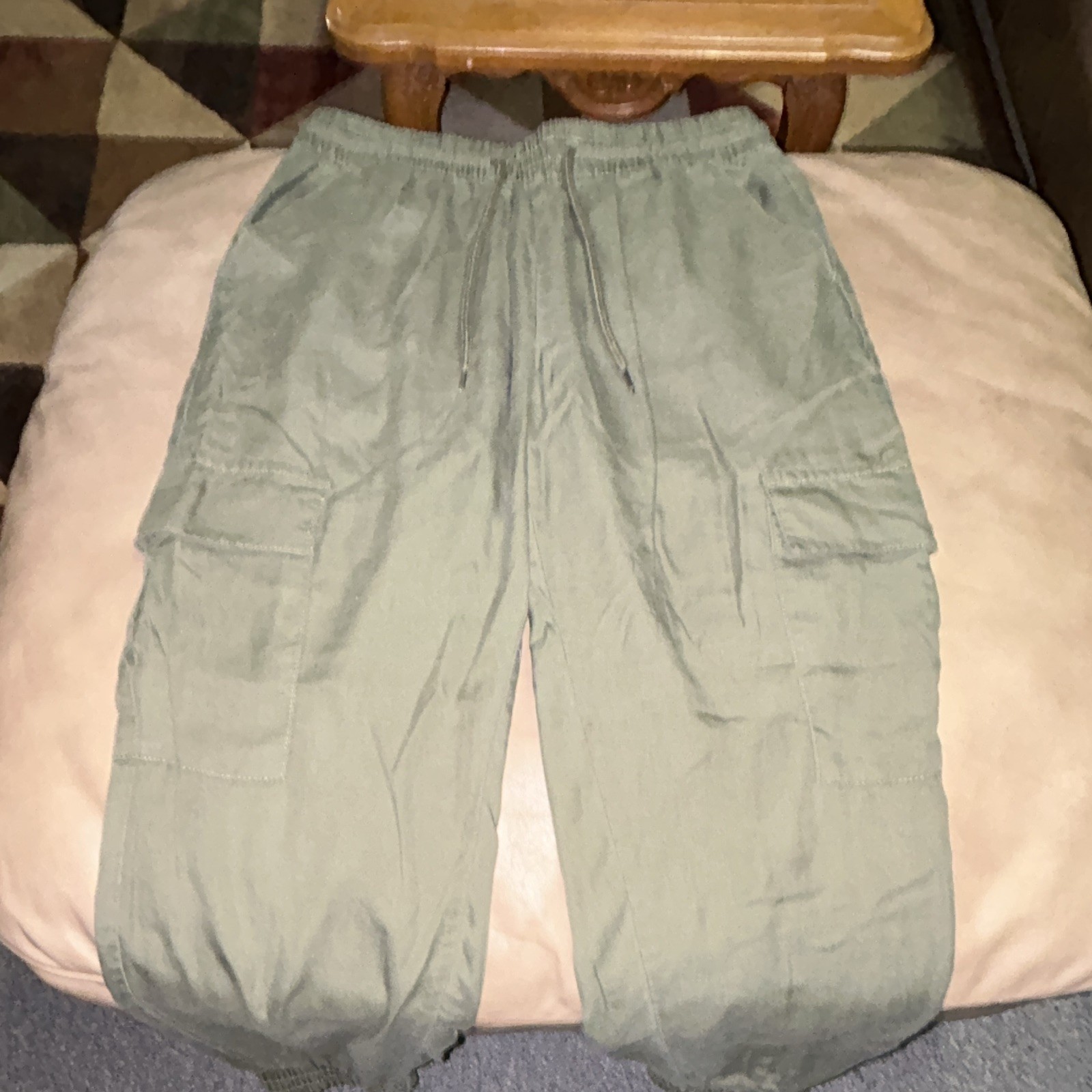 Indigo Rein Women’s Green Cargo Jogger Pants Pockets Elastic Waist Size M