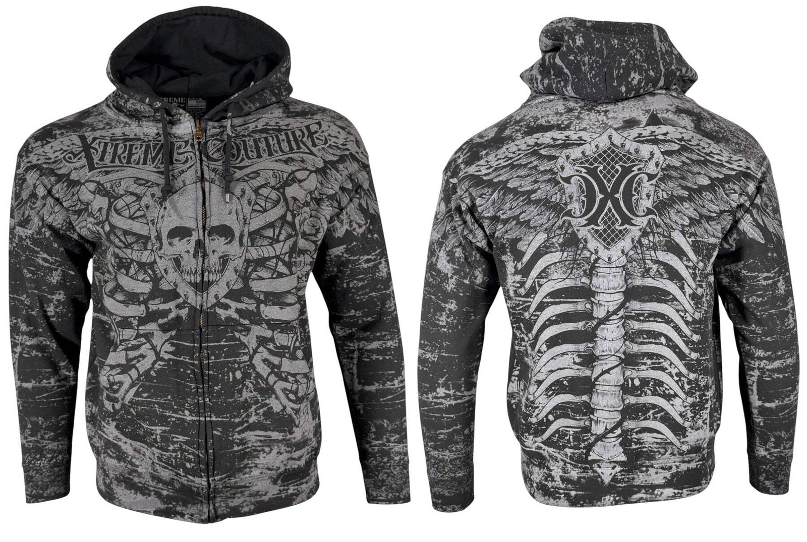 Xtreme Couture by Affliction Men’s Zip Up Hoodie Anatomy