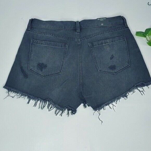BlankNYC Denim Shorts Distressed Frayed Hem Black Washed WMS 32