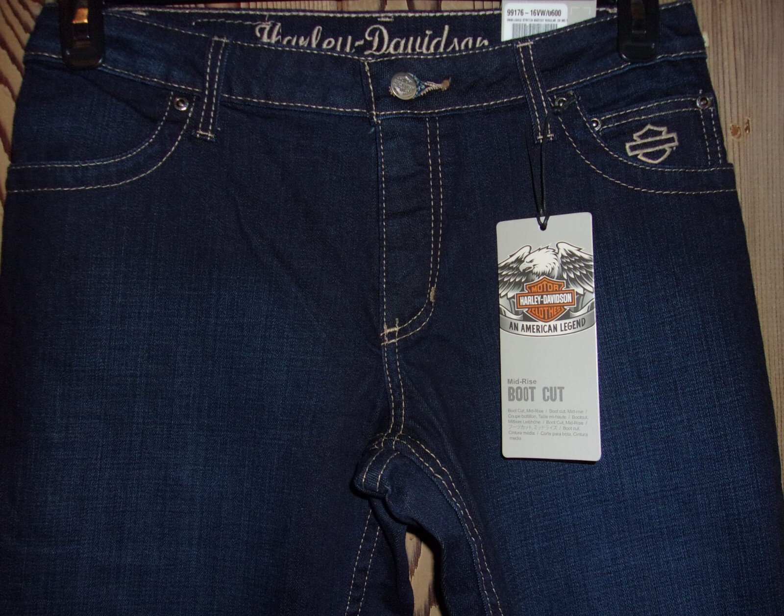 Harley-Davidson Mid Rise Bootcut Embellished Stretch Jeans Size: 6 Reg NWT