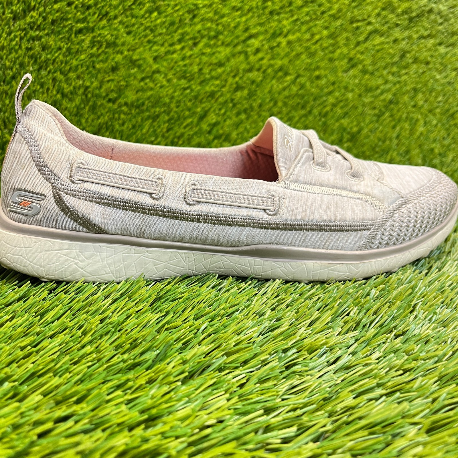 Skechers Microburst Topnotch Womens Size 10 Taupe Casual Walking Flats Shoes