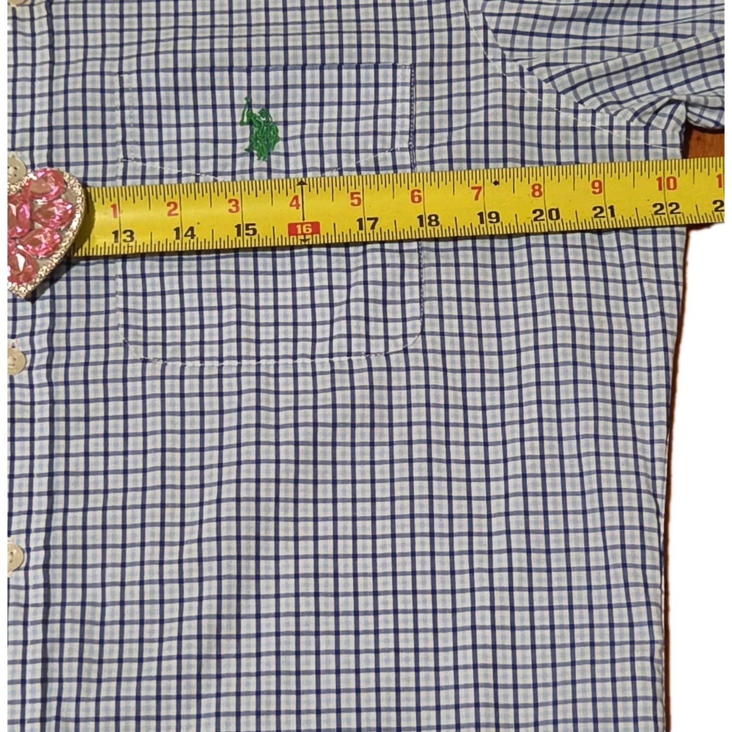 U.S. Polo Assn. Short Sleeve Button-Down Shirt Men’s S Blue White Check
