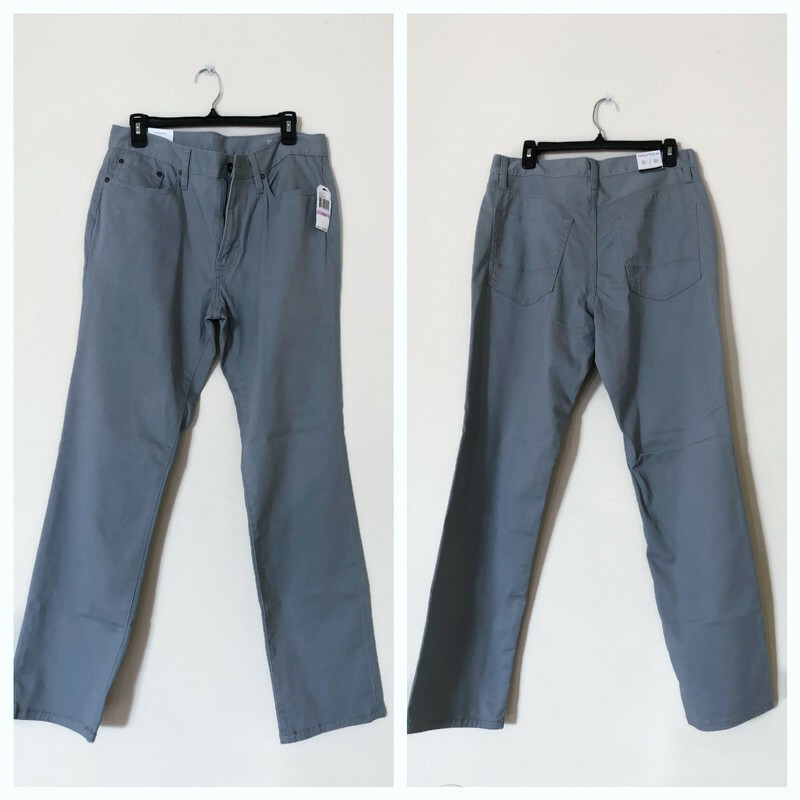 Nautica Slim fit light grey pants, Straight leg cotton pants