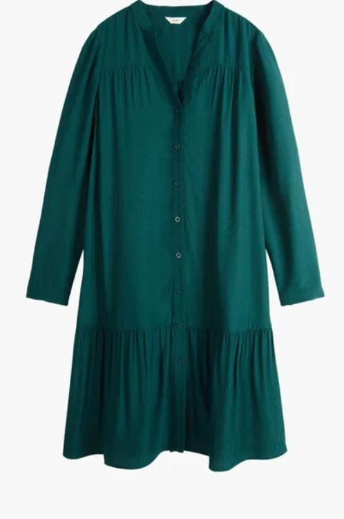 HUSH teal blue green spots smock shirt dress with pockets Size 14