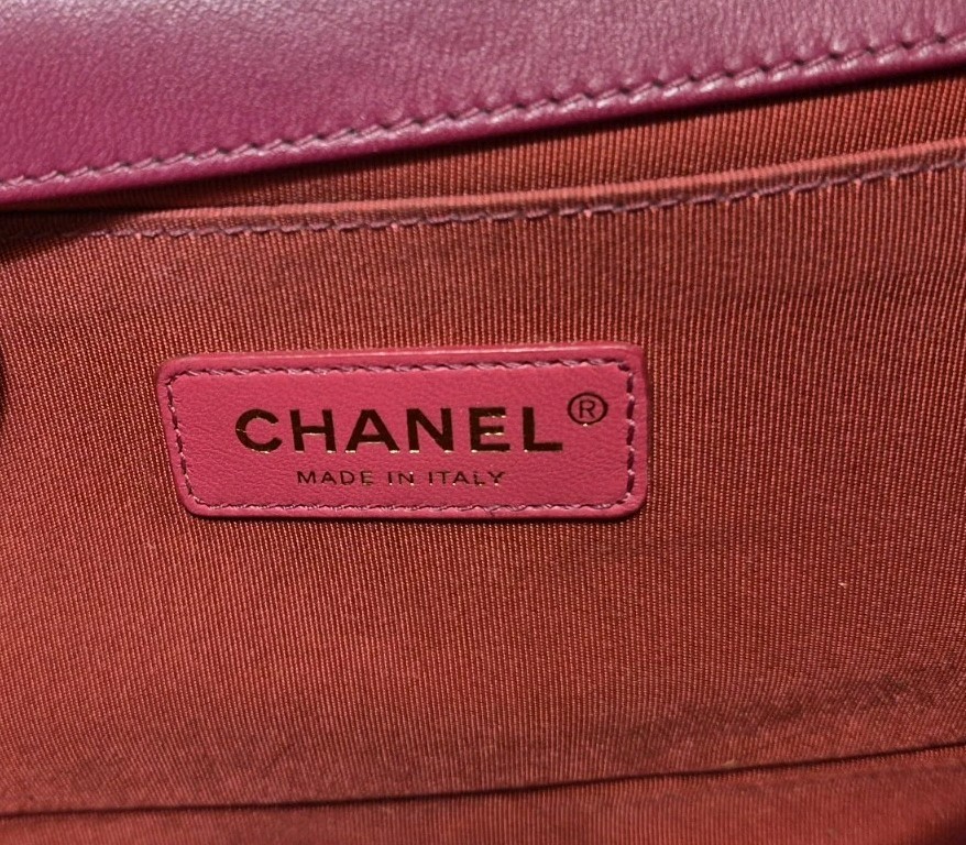 CHANEL Paris-Cosmopolite Chevron Pink Velvet Boy Bag Purse Gold Chain Strap, COA