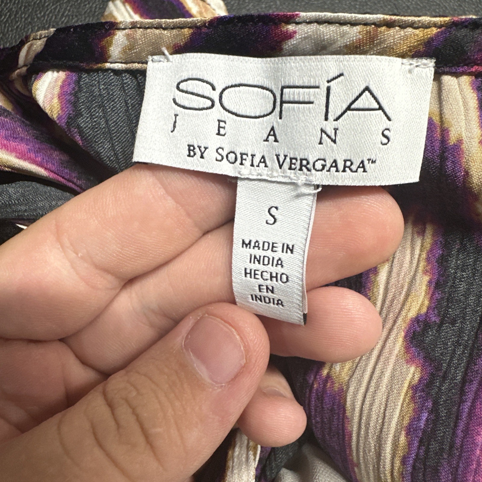 Sophia Vergara Blouse Top Drape Knot Women’s Size Small Animal Print Long Sleeve