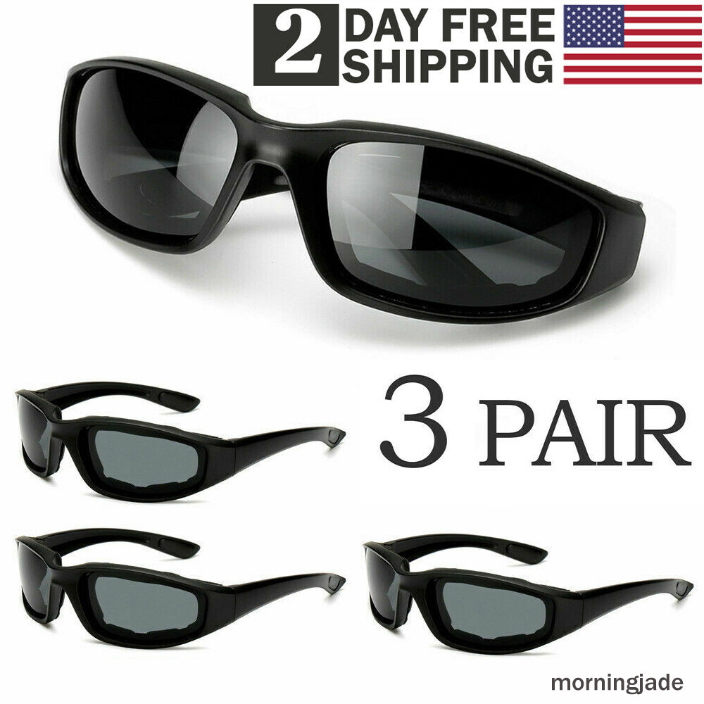 Gray Chopper Foam Padded Motorcycle Riding Glasses Sunglasses Windproof Goggles