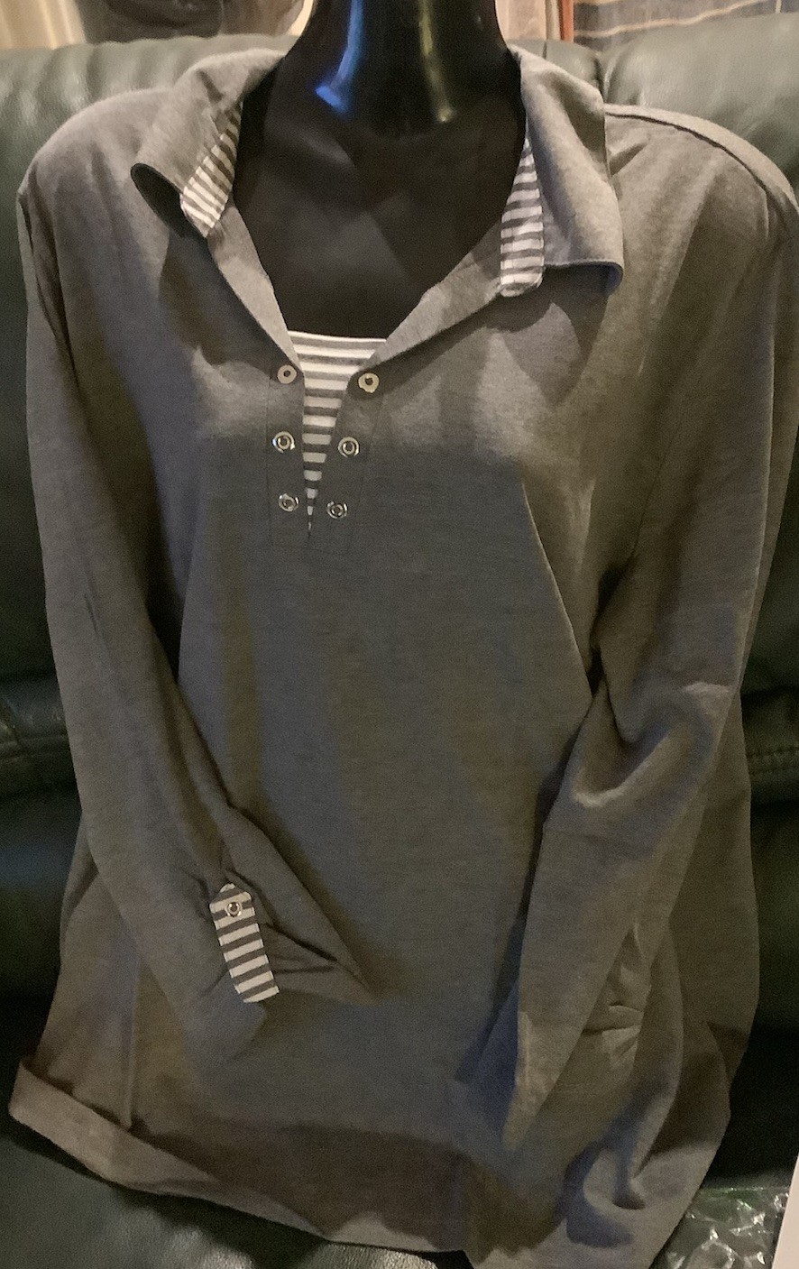 Ladies Unisex DARK karki Green Loose Long Sleeve Tee T Shirt 22 / 24 XXL 22 NWT