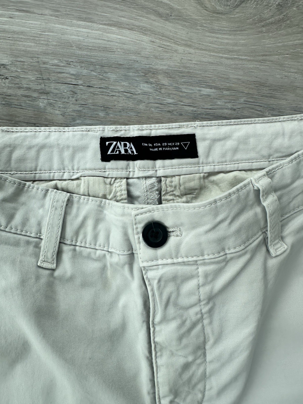 ZARA Men’s Ivory Slim Tapered Chino Pants Cotton Twill Flat Front 29
