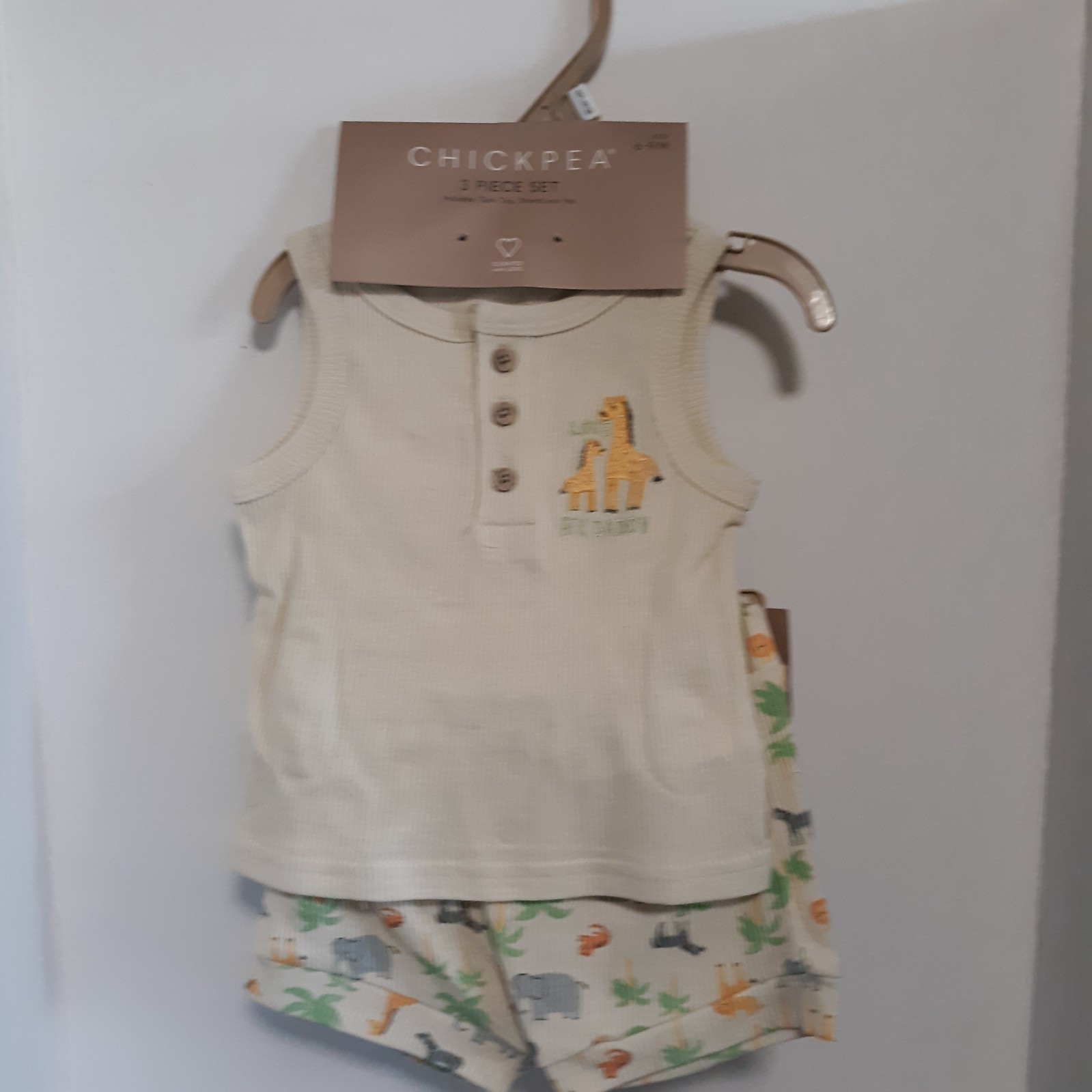 Chickpea 3pc Summer Set 6/9 mo LOVE MY DADDY giraffes