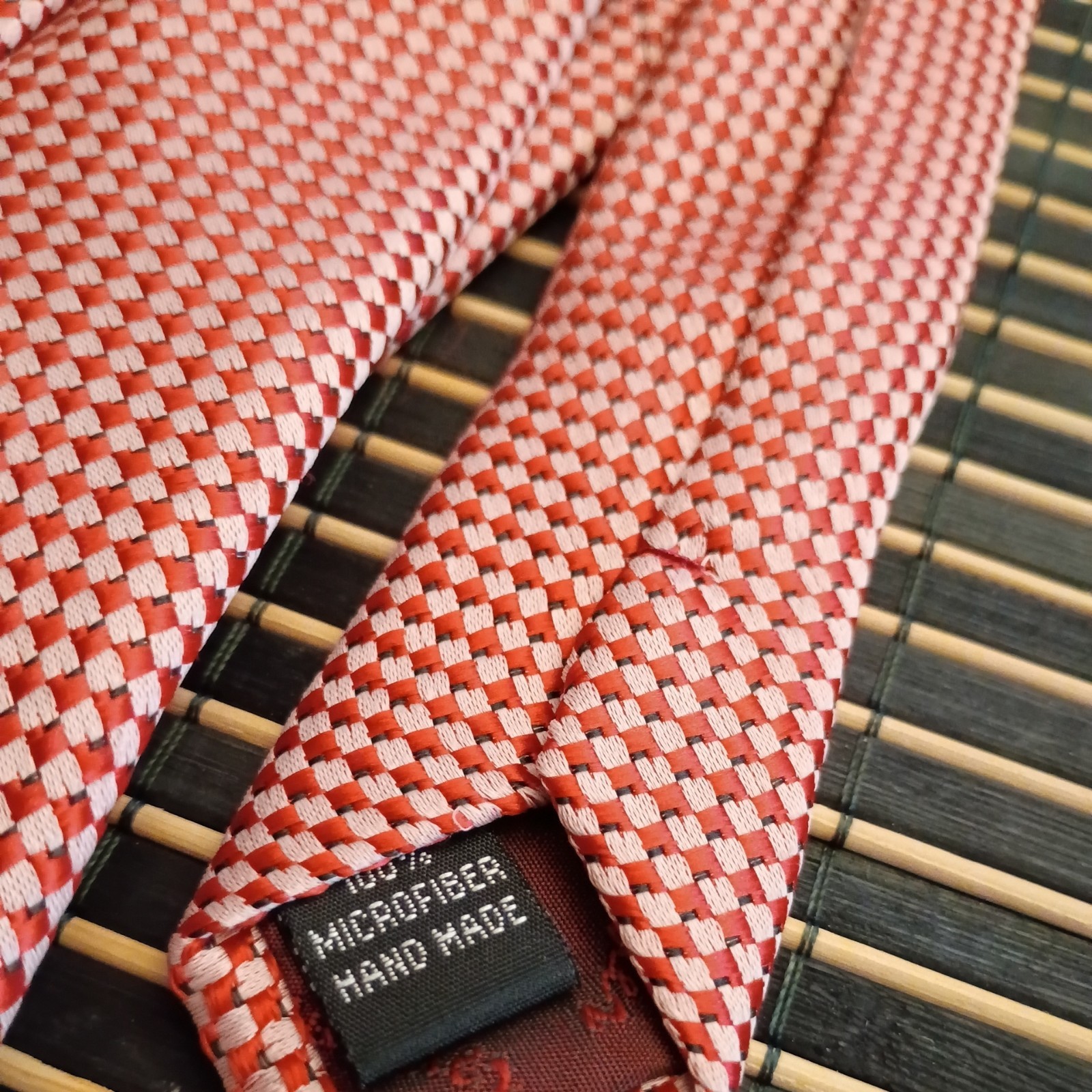 HAND MADE JACOB ALEXANDER RED CHECKED TIE