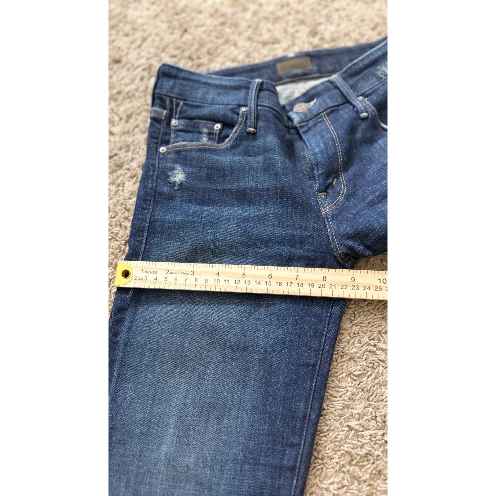 Mother Looker Ankle Fray Jeans Partner in Crime Distressed Skinny Size 26 kk17