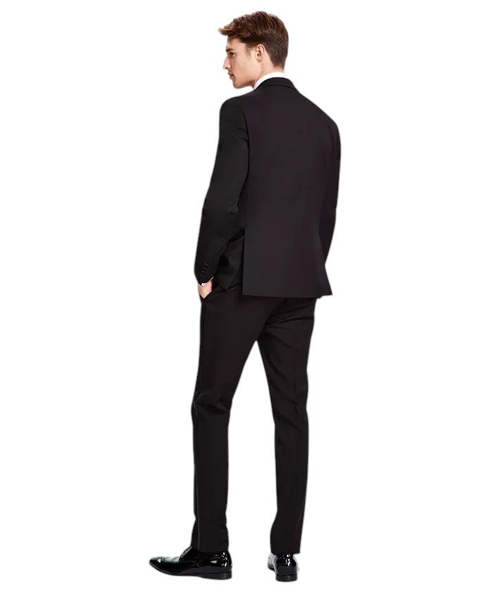Kenneth Cole Mens Slim fit 2 Piece Tuxedo Suit 38 R / 31 Waist Black Solid
