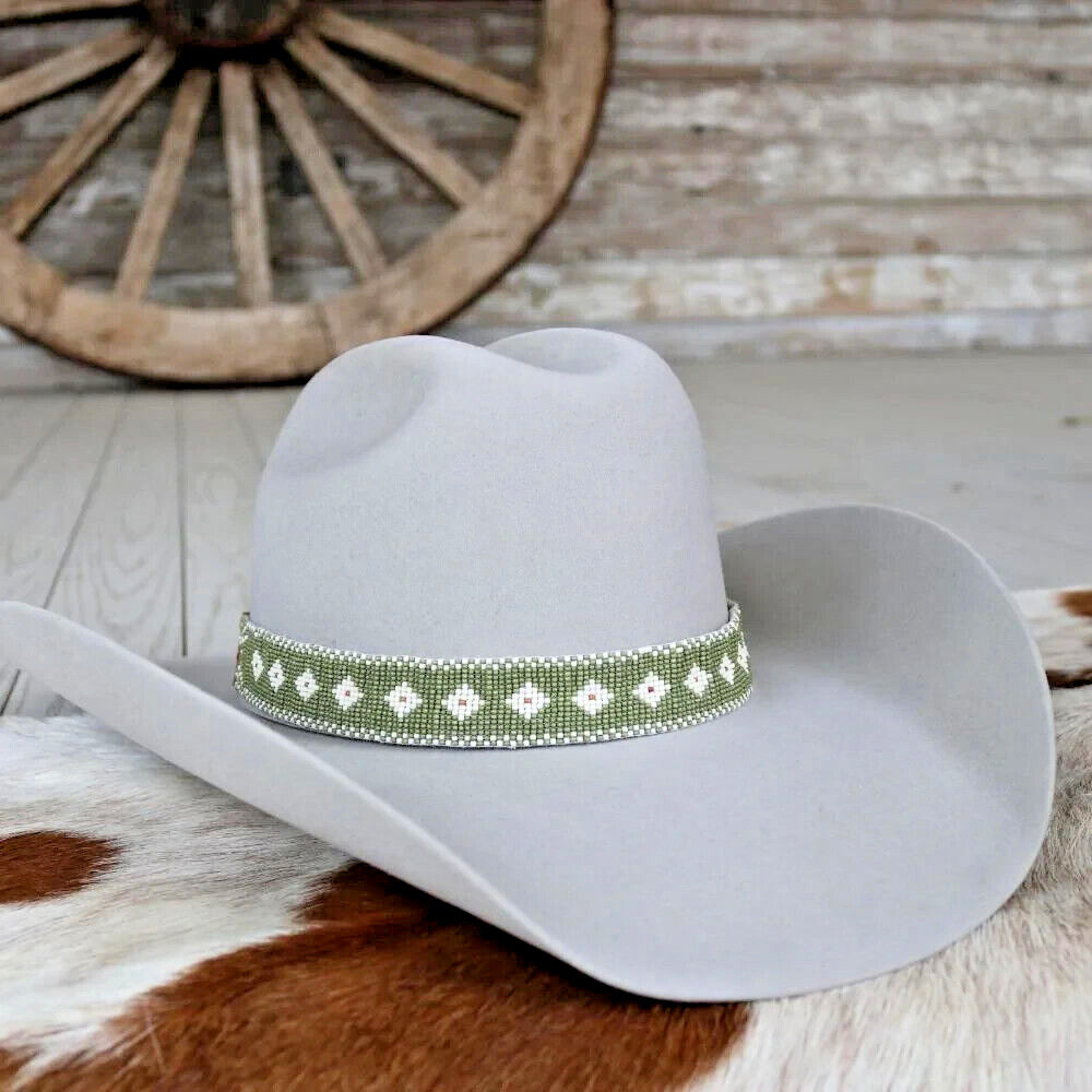 Handmade Beaded Hatband Tribal Southwestern Native-Style Cow Rodeo Hat Band