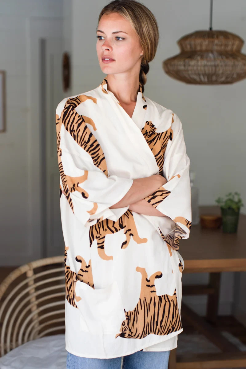 NWT XS/S INDIA COLLECTION EMERSON FRY Kimono Beach Cover up Layering Bohemian
