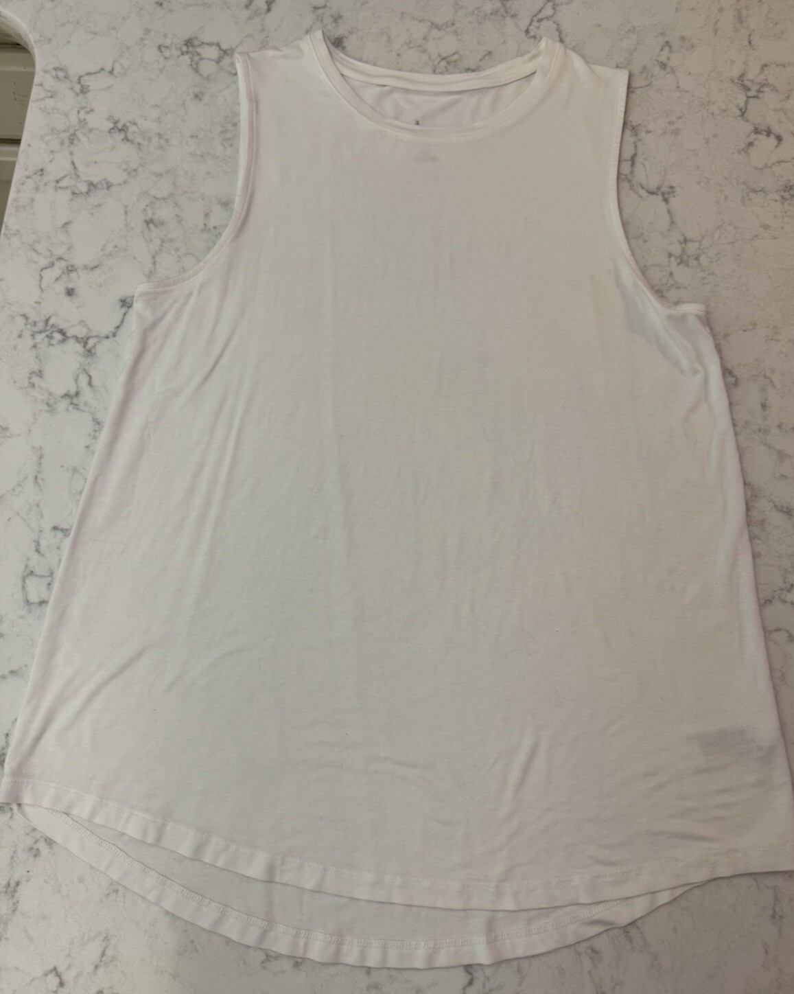 A New Day White Long Tank Medium. 95% Rayon 5% Spandex. A Line