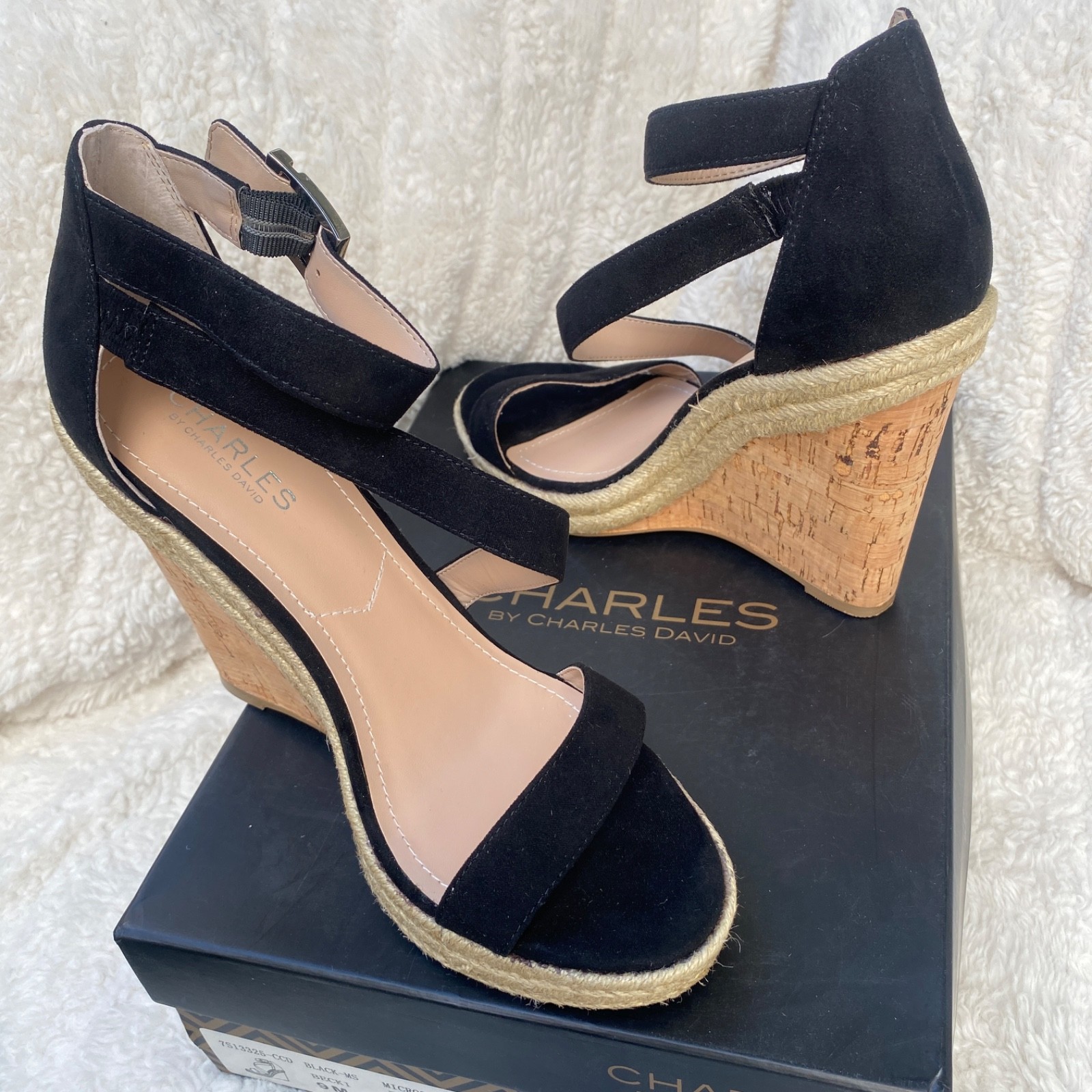NEW! Microsuede Black Wedges ~ Charles by Charles David “Becki” – Women’s Size 9