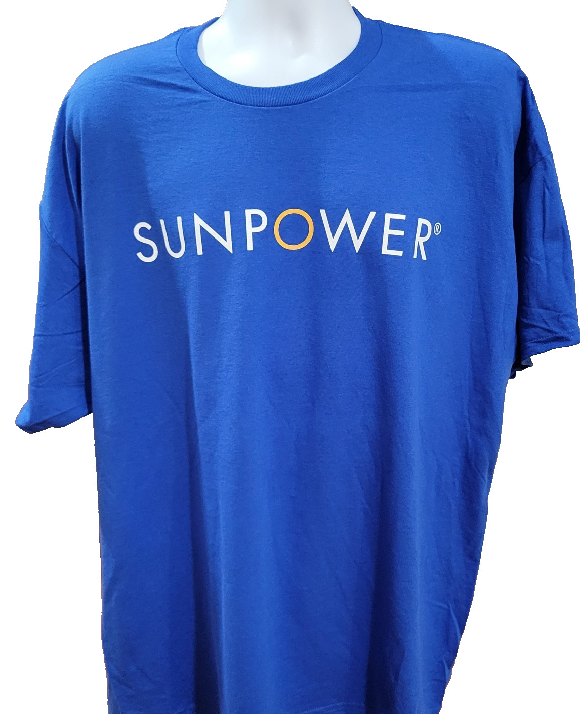 T-shirt Men 2XL Blue Short Sleeve Dryblend Casual Work Gildan Sunpower Logo NWOT