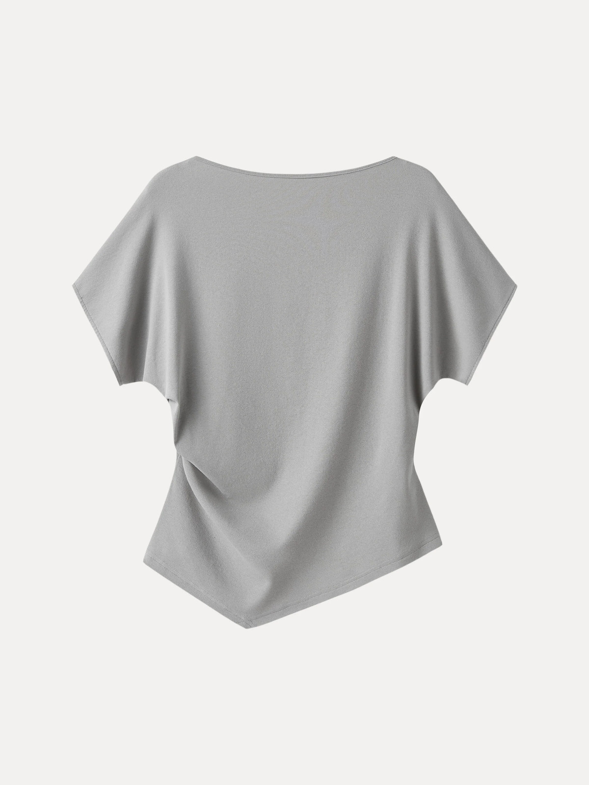 OGL Cotton Lyocell Boatneck Angled Tee Women Summer Casual Top