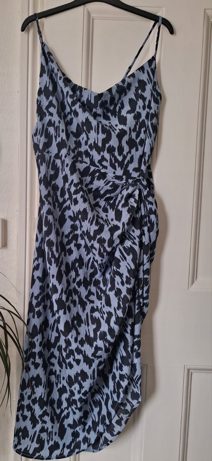 Lilac/black size 14 Quiz animal print, ruched, Dress NWT